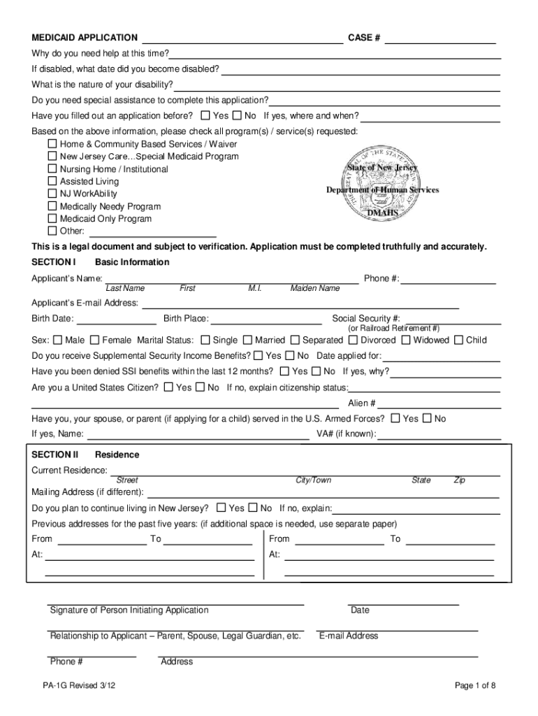 New Jersey Medicaid Provider Enrollment Form