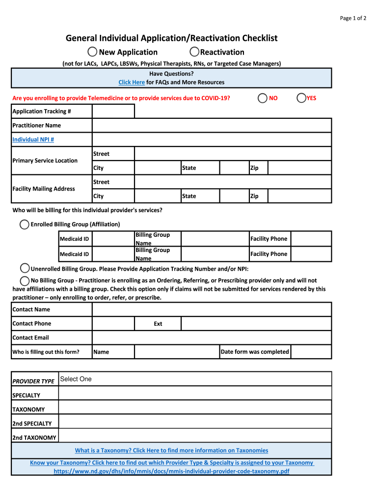 North Dakota Medicaid Provider Enrollment Forms