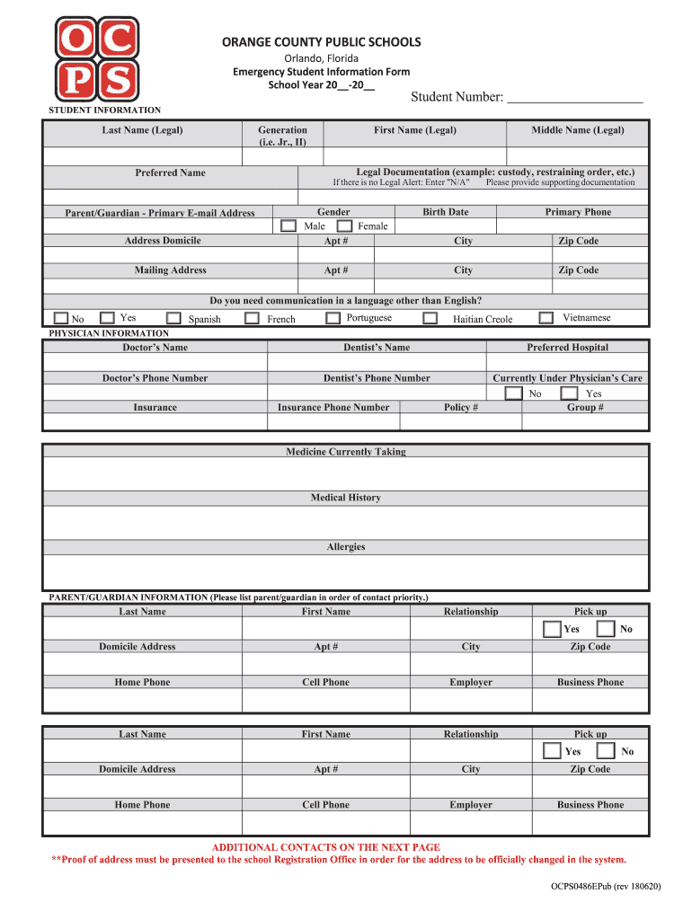 Orange County School Enrollment Form