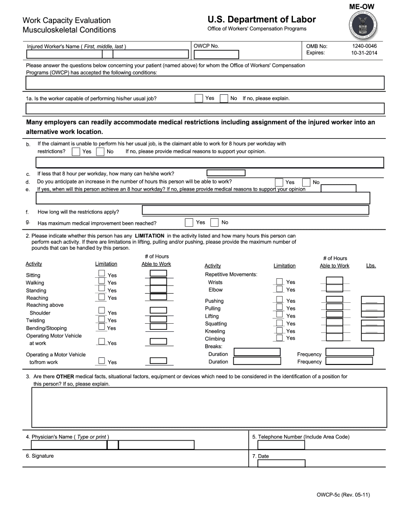 Owcp Dol Provider Enrollment Form