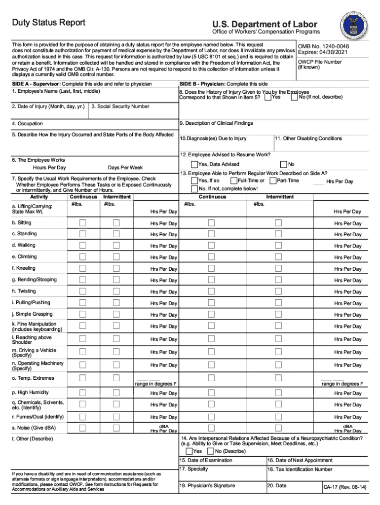 Owcp Feca Provider Enrollment Form