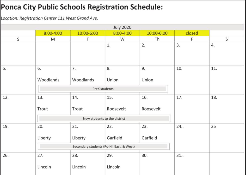 Ponca City Public Schools Enrollment Forms