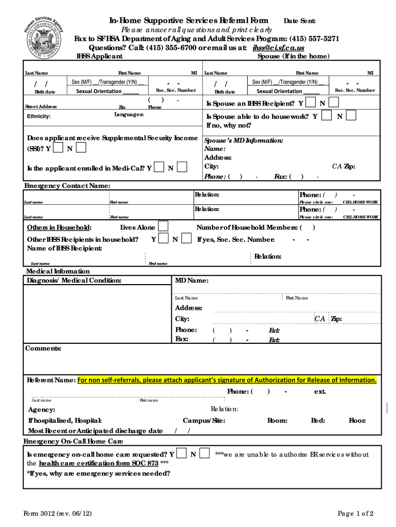 Provider Enrollment Form Ihss