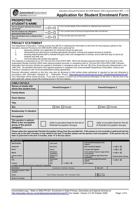 State School Enrolment Form