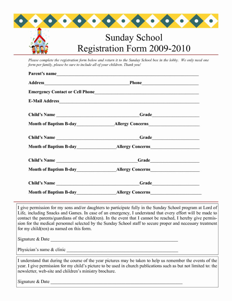 Sunday School Enrollment Form